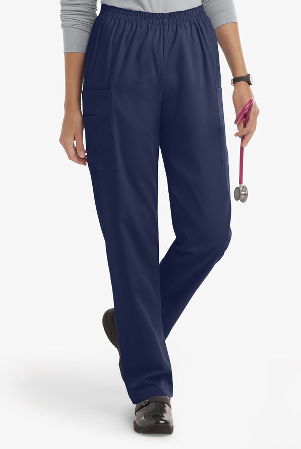 UA Best Buy Scrubs Women's 3-Pocket Elastic Waist Tapered Pants - Petite - Navy - 1