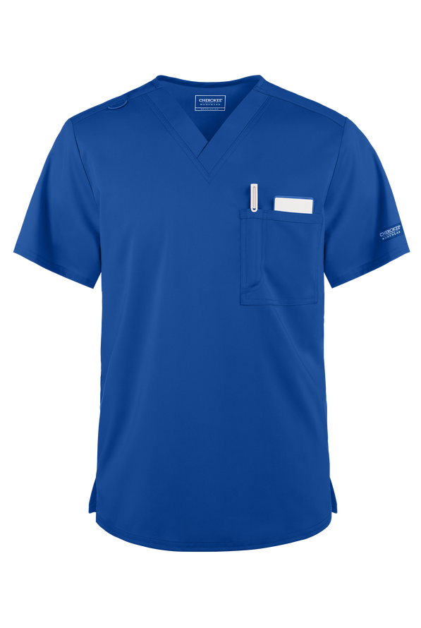 Cherokee Workwear Revolution Unisex 1-Pocket STRETCH V-Neck Scrub Top - Royal - 1