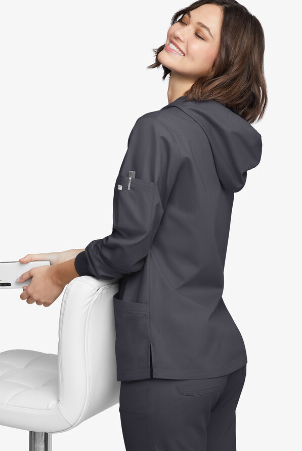 Sudadera m&eacute;dica manga larga Butter-Soft Originals con capucha y 5 bolsillos para mujer - Pewter - 4