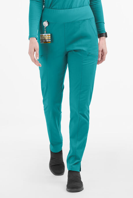 Butter-Soft STRETCH Women's 6-Pocket High Waisted Slim Leg Yoga Scrub Pants