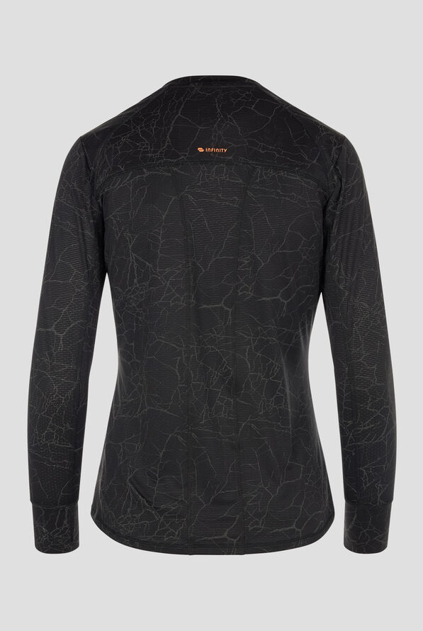 Camiseta médica Infinity Crackle Black Marble STRETCH con mangas largas para mujer - null - 2