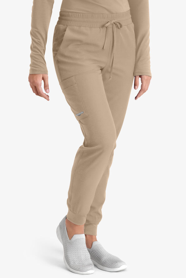 Skechers by Barco Theory Women's 4-Pocket STRETCH Cargo Jogger Scrub Pants - Khaki - 1
