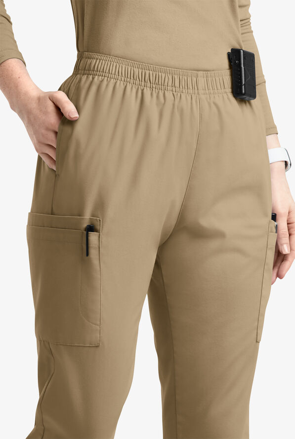 Butter-Soft Originals Women's 7-Pocket Tapered Jogger Cargo Scrub Pants - Golden Sand - 2