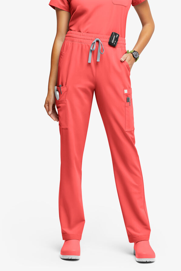 ReSurge Topaz Women's 11-Pocket Drawstring Scrub Pants - Sunset Rose - 1