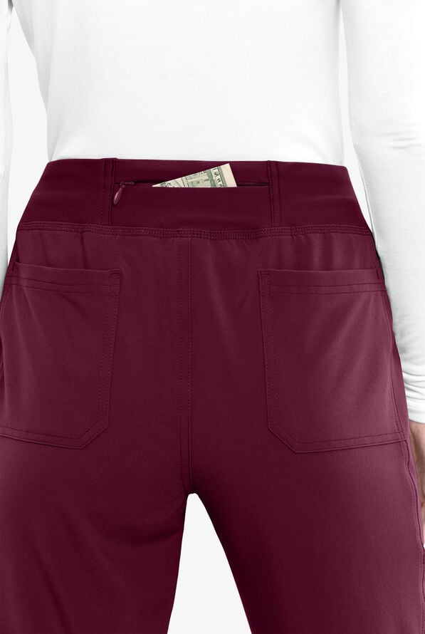 Pantalón médico Cherokee IFLEX estilo cargo jogger con 7 bolsillos y cintura elástica tejida para mujer - Wine - 6