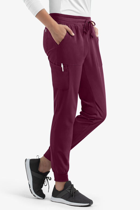 Maevn Matrix UA Exclusive Women's 5-Pocket STRETCH Jogger Scrub Pants - Petite - Wine - 3