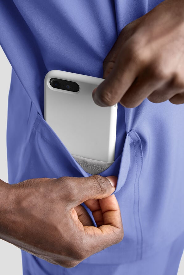 Easy STRETCH Men's 6-Pocket V-Neck Scrub Top - Ceil Blue - 6