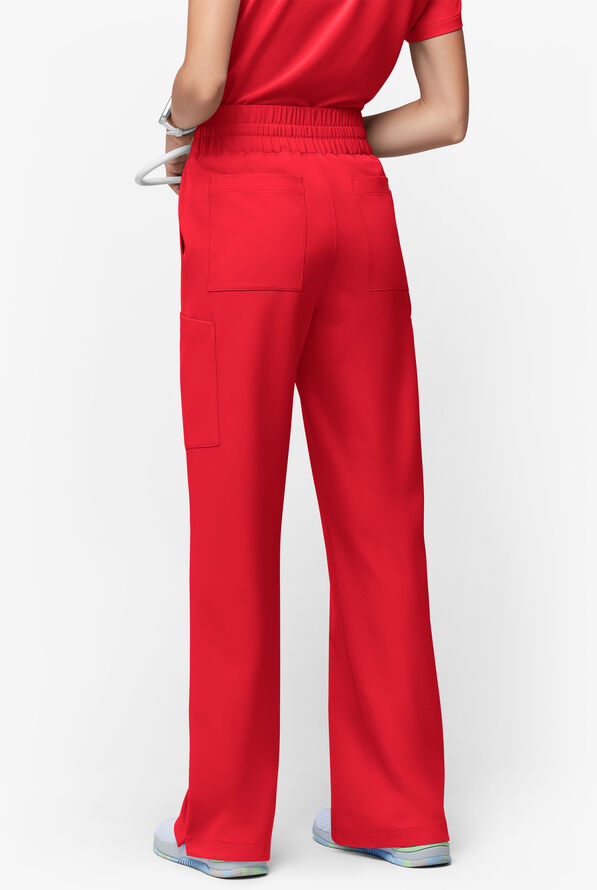 Pantalón médico ReSurge de tiro alto con piernas anchas para mujer - Atomic Red - 4