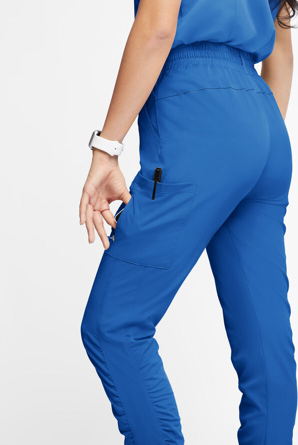 Pantalón médico WhisperLite Calla estilo cargo con pierna fruncida y 6 bolsillos para mujer - Royal - 3