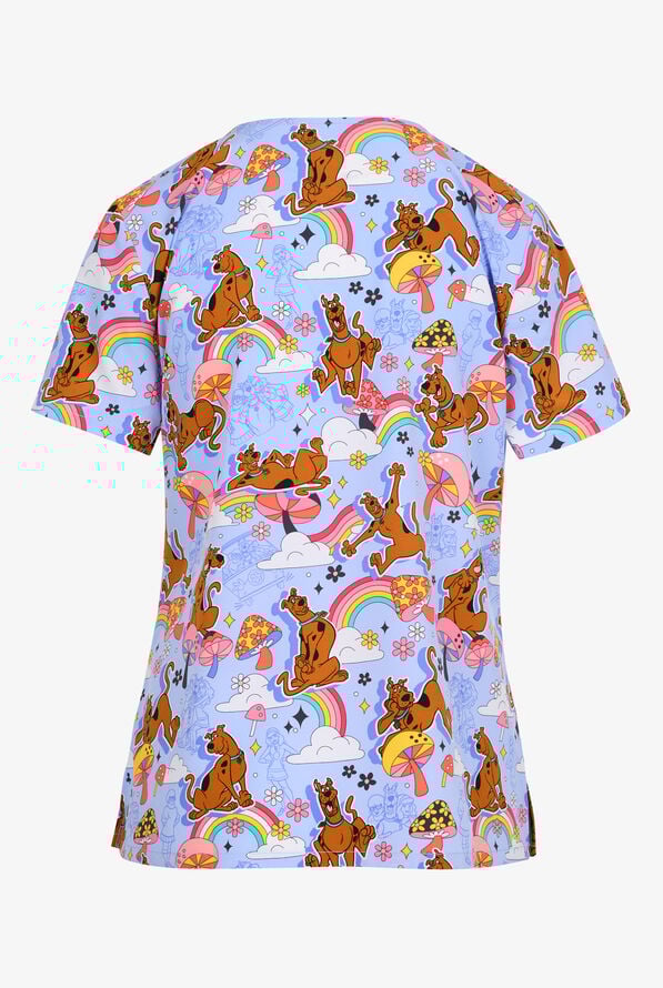 Tooniforms Scooby-Doo I Found A Clue Women's 2-Pocket STRETCH V-Neck Print Scrub Top - null - 2