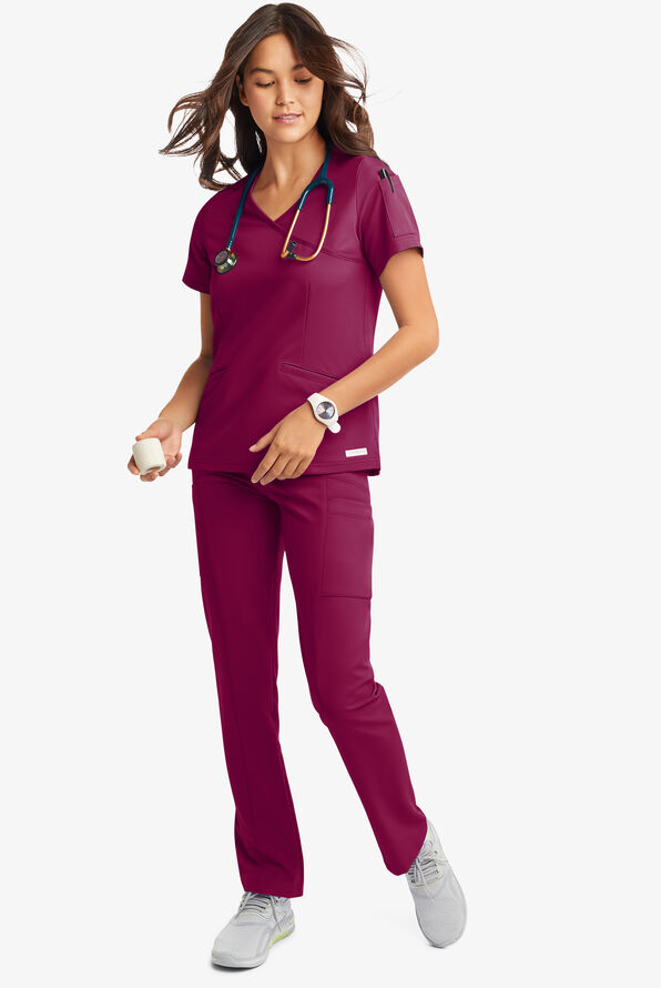 Pantal&oacute;n m&eacute;dico ReSurge by Butter-Soft Petite estilo yoga con 6 bolsillos para mujer **Ligeramente IRREGULAR** - Wine - 6