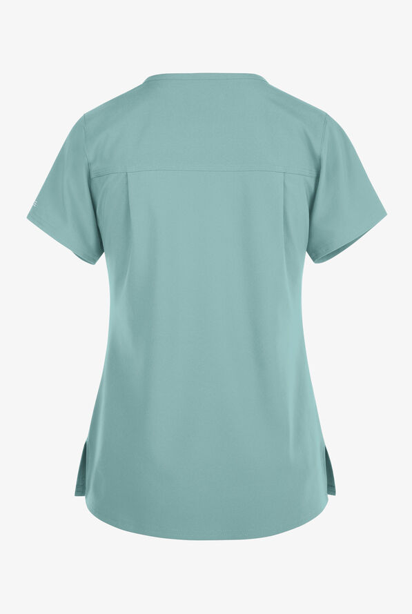 Carhartt Cross-Flex Force Women's 1-Pocket STRETCH Knit Panel Tuck In Scrub Top - Summer Blue - 2