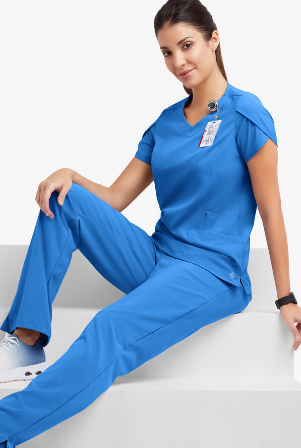 Easy STRETCH by ButterSoft Daisy Women's 4Pocket VNeck Scrub Top