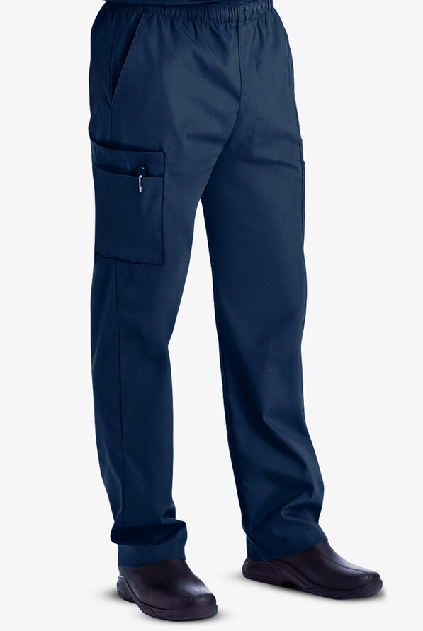 Landau Men's 7-Pocket Zipper Front Cargo Scrub Pants - Navy - 1