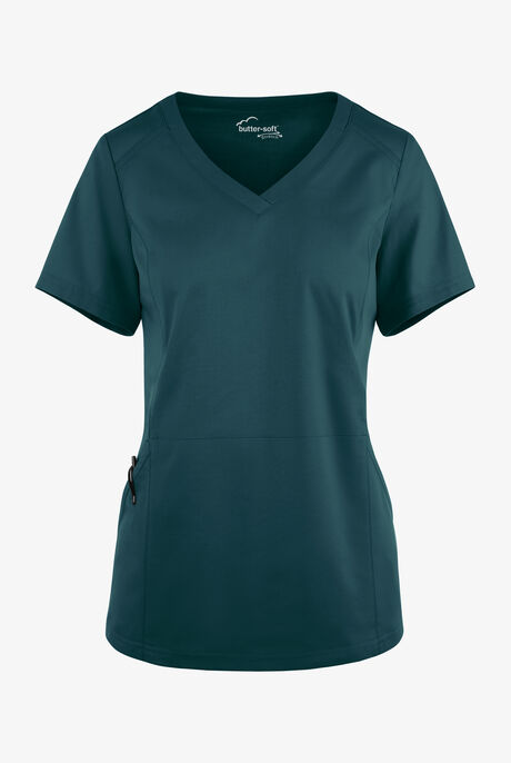 Butter-Soft STRETCH Women's 3-Pocket V-Neck Knit Panelled Scrub Top