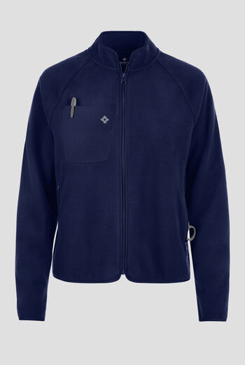 Med Couture Layers Women's 5-Pocket Zip Front Fleece Scrub Jacket