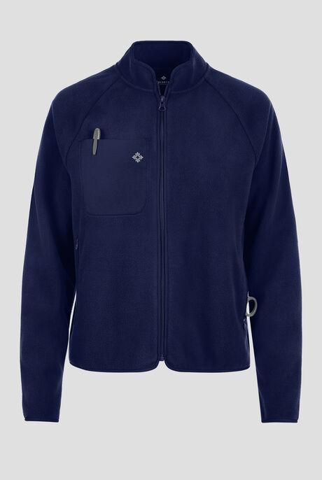 Med Couture Layers Women's 5-Pocket Zip Front Fleece Scrub Jacket