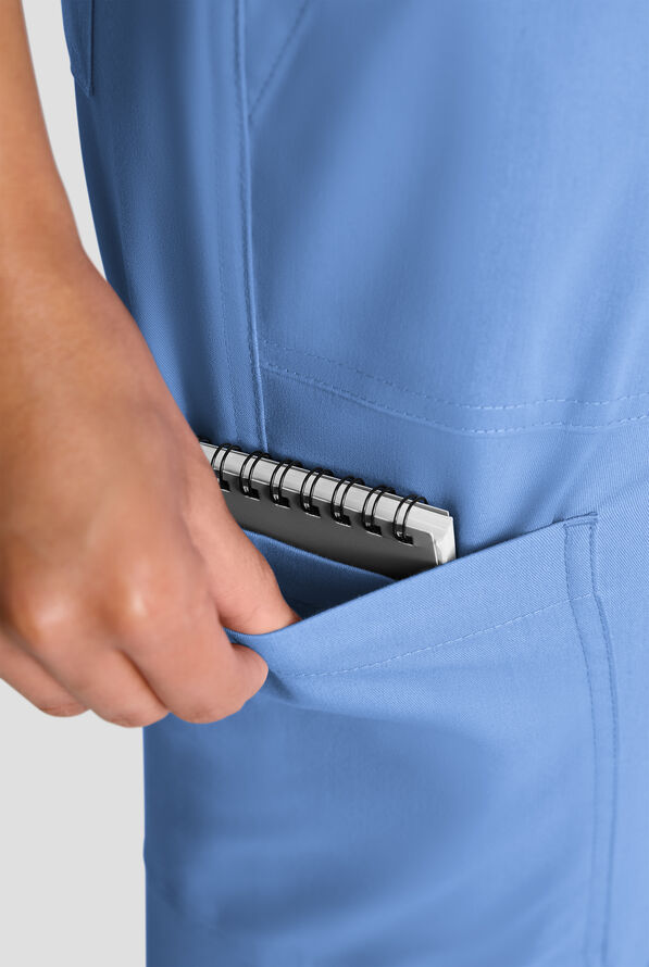 Butter-Soft STRETCH FLXTEK+ Women's 8-Pocket Straight Leg Cargo Scrub Pants - Petite - Ceil Blue - 5