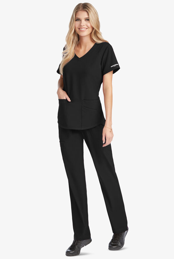 Skechers by Barco Breeze Women's 3-Pocket STRETCH V-Neck Scrub Top - Black - 2