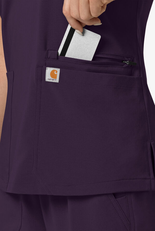 Carhartt Cross-Flex Force Women's 3-Pocket STRETCH Knit Panel Scrub Top - Black Plum - 3