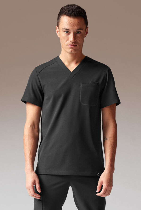 Camisa médica Hypothesis System con cuello en V y 3 bolsillos para hombre - Jet Black - 1