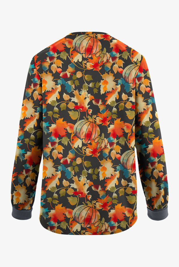Butter-Soft Originals Harvest Delight Pewter Women's 3-Pocket Snap Front Print Scrub Jacket - null - 2