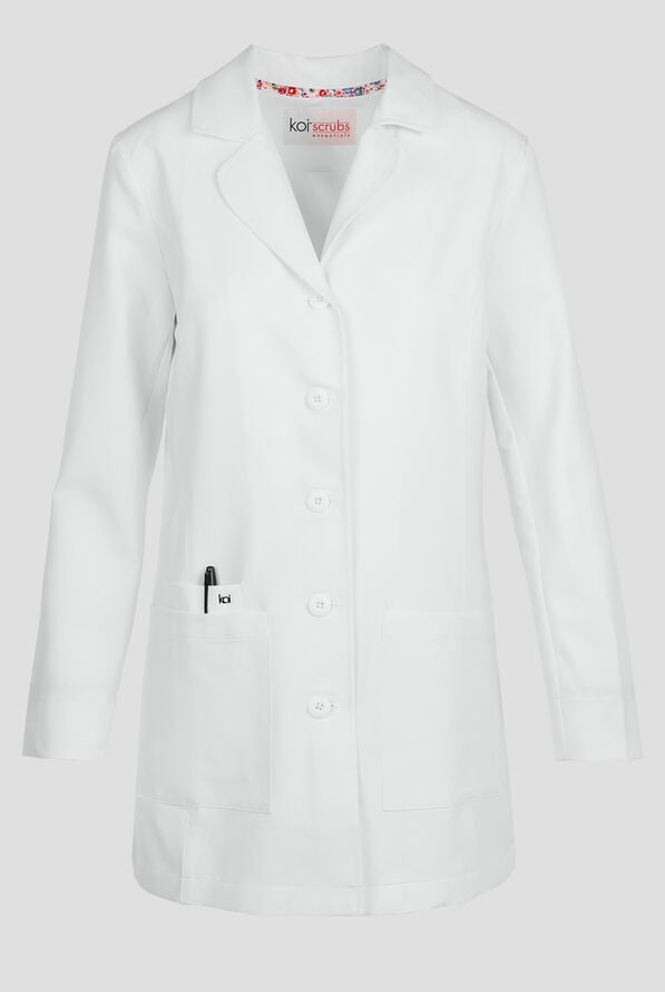 Koi Essentials Connect Women's 32" 3-Pocket Lab Coat - White - 1