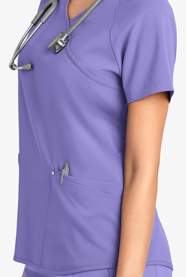 Easy STRETCH Cara Women's 4-Pocket Raglan Scrub Top - Blueberry Crush - 5