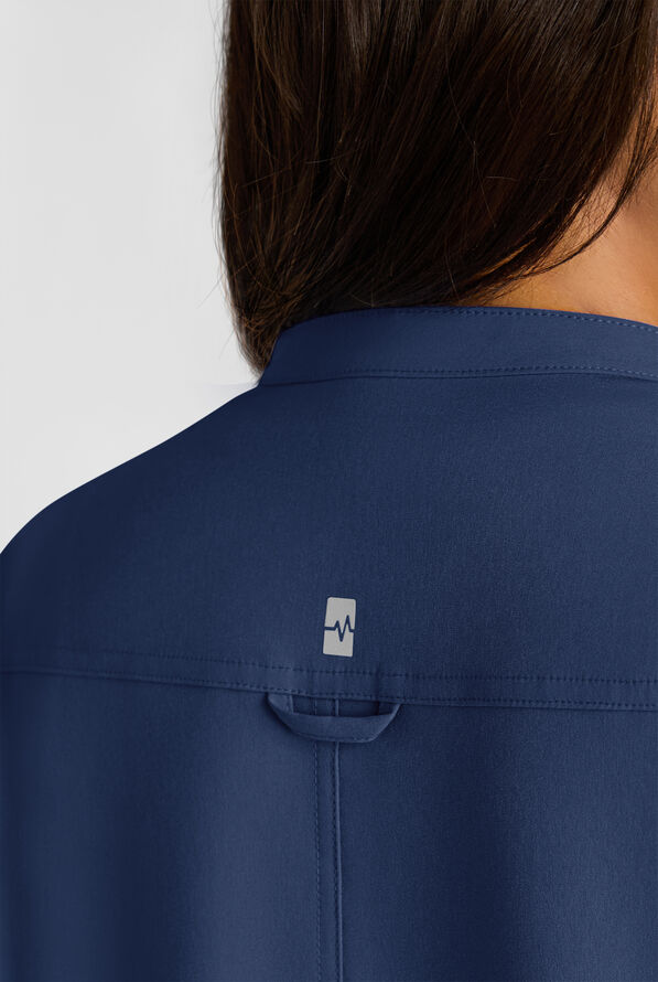 Easy STRETCH Bella Women's 1-Pocket Henley Scrub Top - Navy - 5