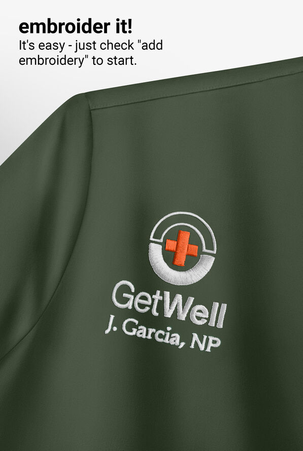 Camisa m&eacute;dica Healing Hands 360 Spencer STRETCH con cuello en V y 1 bolsillo para hombres - Dark Pine - 4