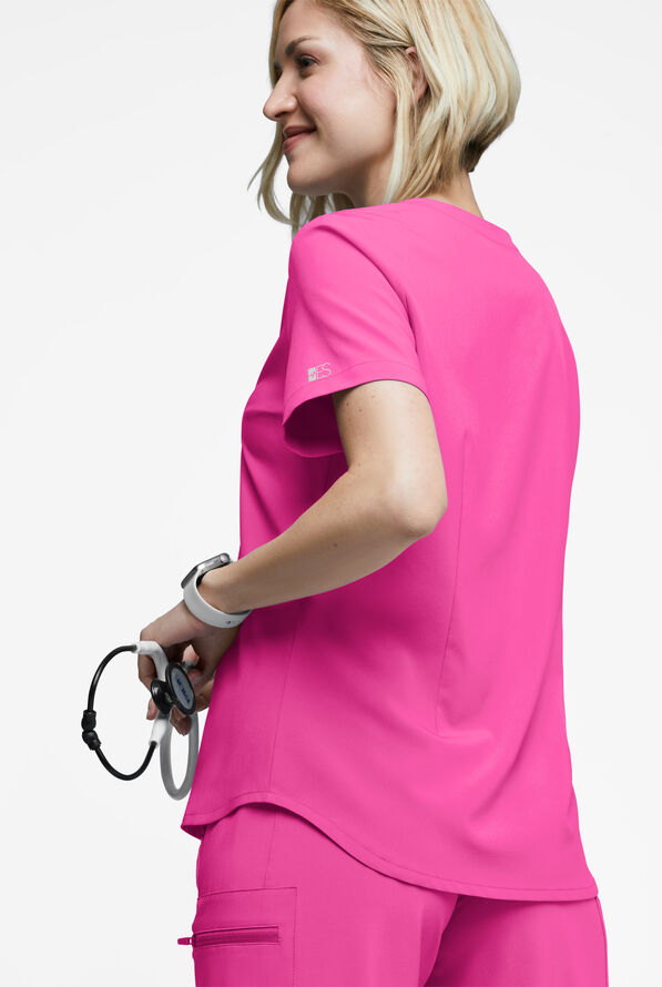 Blusa m&eacute;dica Easy STRETCH GiGi con detalle de lazos para mujer - Glam Pink - 4