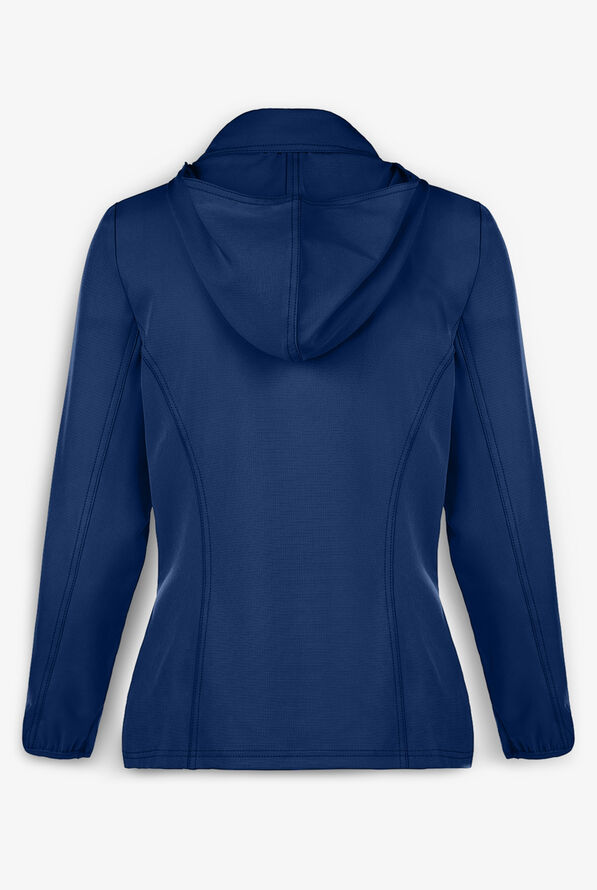 heartsoul Break On Through Women's 3-Pocket STRETCH Zip Front Warm-Up Scrub Jacket - Navy - 3