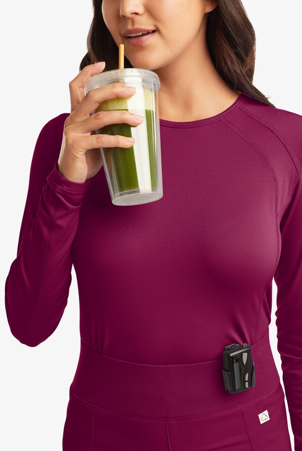 Camiseta médica ReSurge Jade con mangas largas para mujer - Wine - 5