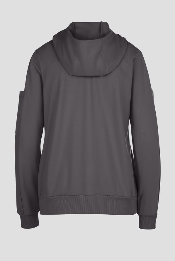 Wink Renew Knit Women's 4-Pocket STRETCH Front Zip Scrub Hoodie Jacket - Pewter - 2