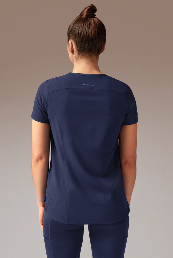Blusa médica Hypothesis Meta-Base 2 con cuello en V y 2 bolsillos para mujer - Navy - 3