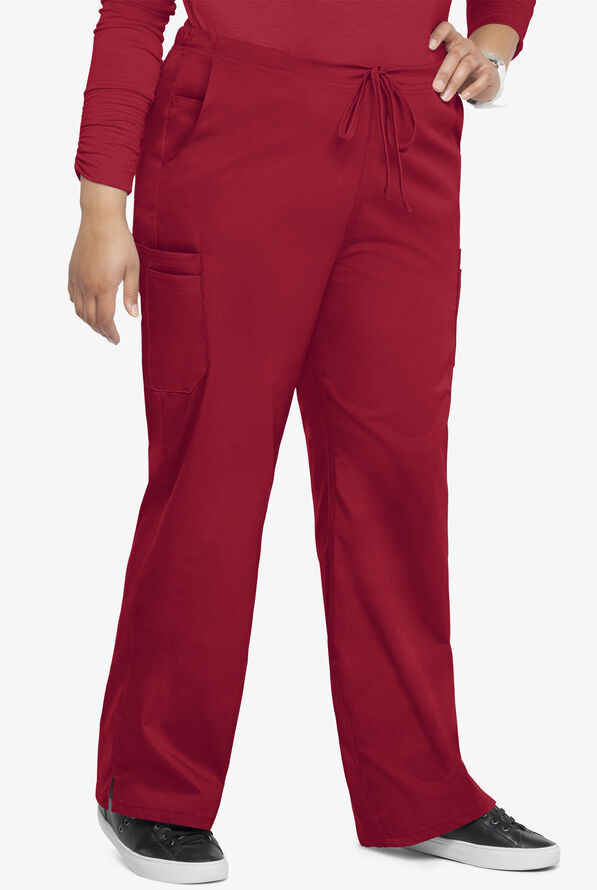 Pantal&oacute;n m&eacute;dico UA Butter-Soft STRETCH petite con cord&oacute;n ajustable y 9 bolsillos para mujer - Ruby - 3