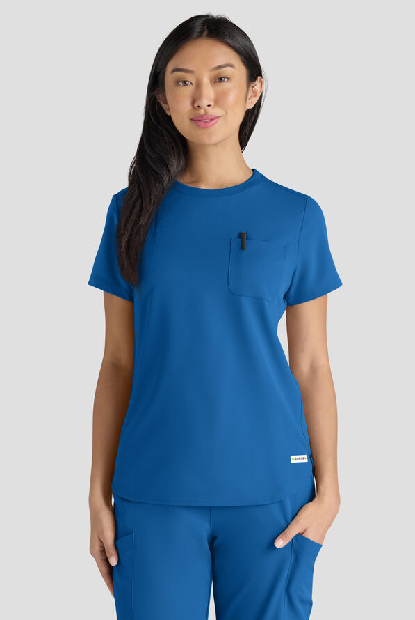 ReSurge Citrine Women's 1-Pocket Crew Neck Tuck In / Wear Out Scrub Top - Royal - 3