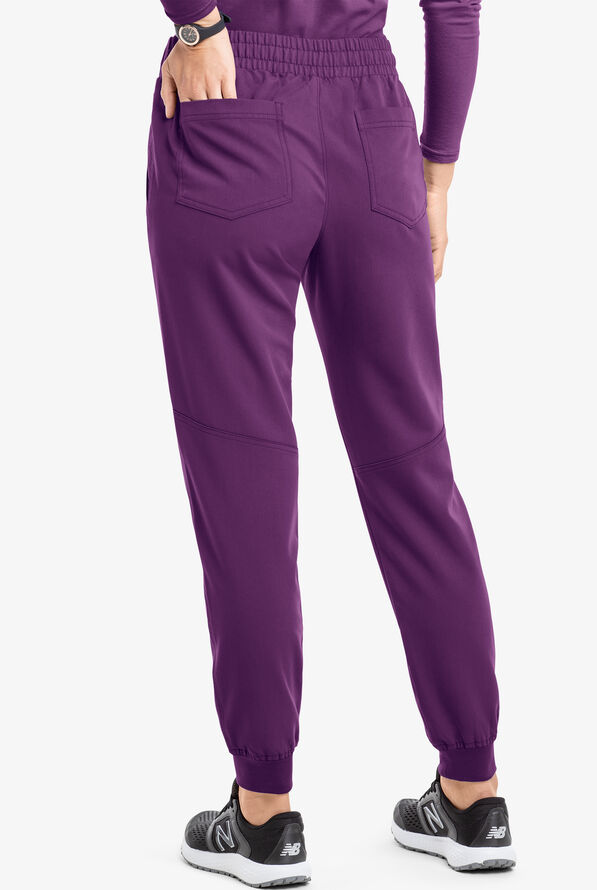 MOVEMENT by Butter-Soft Vega Women's 5-Pocket Flat Front Jogger STRETCH Scrub Pants - Tall - Eggplant - 4