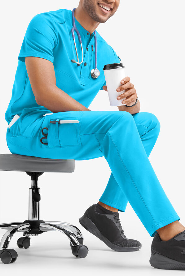 Pantal&oacute;n m&eacute;dico MOVEMENT by Butter-Soft STRETCH Hadar estilo cargo con 9 bolsillos para hombre - Turquoise - 4