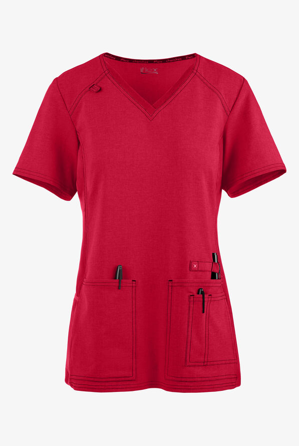 Cherokee iflex Scrubs VNeck Knit Panel Scrub Top Stretch Scrubs