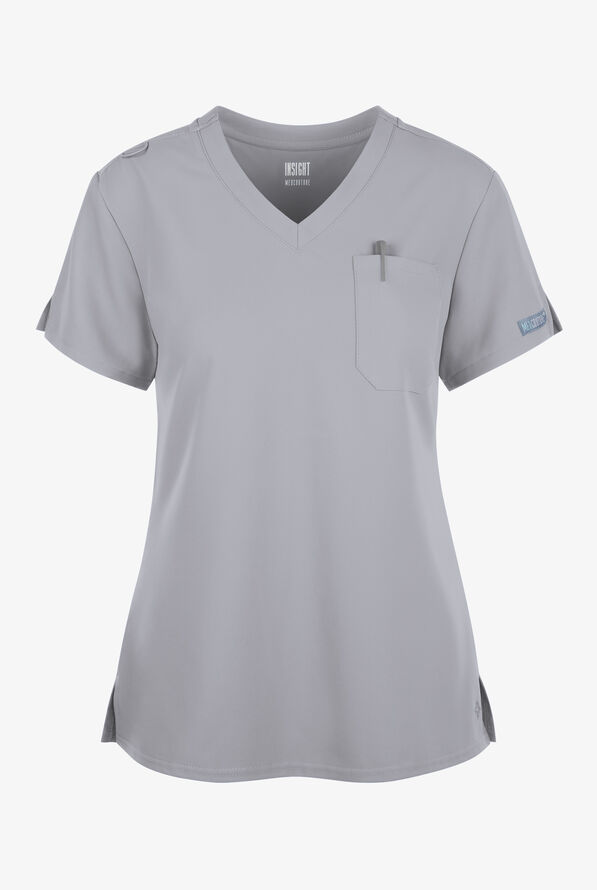Med Couture Insight Women's 1-Pocket Tuck In V-Neck Scrub Top - Cloud - 1