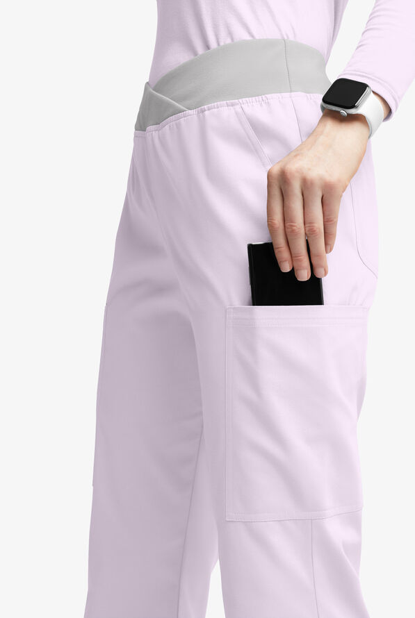 Pantalón médico Butter-Soft Originals Tall de tiro medio y cintura cruzada con piernas anchas y 7 bolsillos para mujer - Orchid Petal/Silver - 2