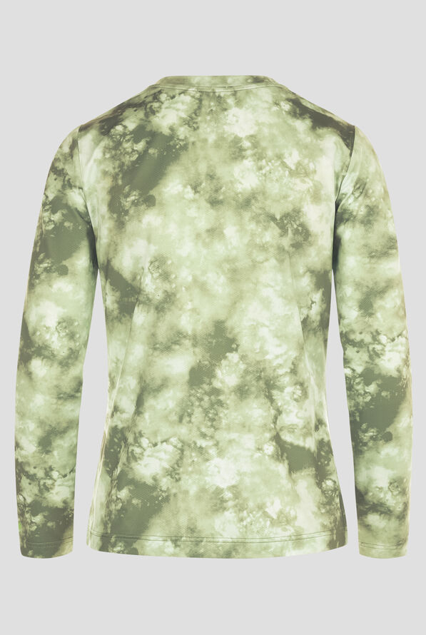 Healing Hands Olive Tie Dye Women's STRETCH Round Neck Knit Print Underscrub - null - 2