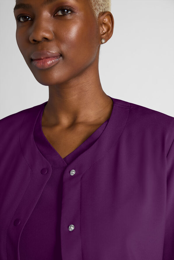 Easy STRETCH Rachel Women's 3-Pocket Snap Front Scrub Jacket - Eggplant - 5