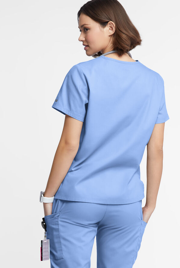 Butter-Soft Originals Women's 2-Pocket V-Neck Scrub Top - Ceil Blue - 3