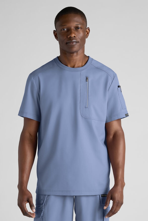 Advantage STRETCH Men's 3-Pocket Crew Neck Scrub Top - Ceil Blue - 1