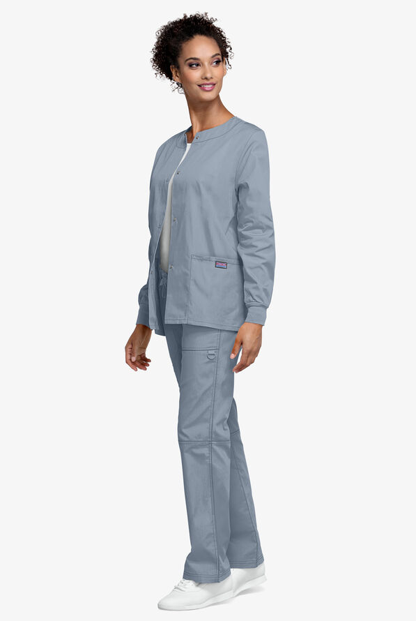 Cherokee Workwear Women's 3-Pocket Snap Front Scrub Jacket - Grey - 4