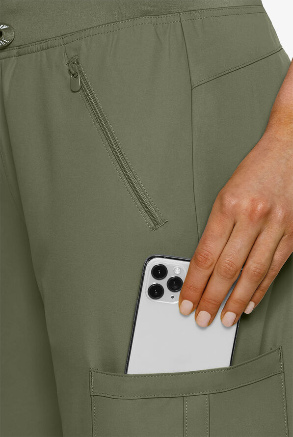 Med Couture Insight Women's 4-Pocket Zipper Cargo Pocket Scrub Pants - Olive - 3