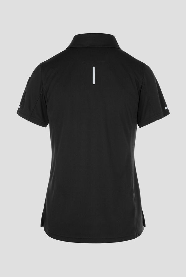 Carhartt FLD & RSCU Women's 3-Pocket STRETCH Collar Neck Short Sleeve Knit Pique Polo Scrub Top - Black - 2