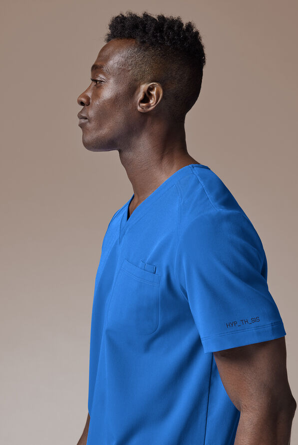 Hypothesis System Men’s 3-Pocket V-Neck Tuck In/Wear Out Scrub Top - Royal - 4